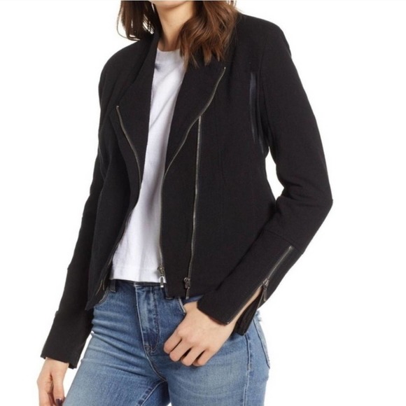 Blank NYC Jackets & Coats Blanknyc Black Mesh Panel Moto Jacket